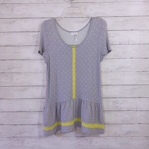 435 by Matilda Jane Girls Size 14 Gray Neon Yellow Peplum Tunic Top Dress Lace